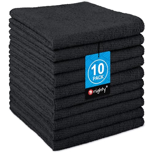 Orighty Wash Cloths 10 Pack Face Towels Soft Quick-Drying Washcloths Multi-Purpose Microfiber Face Cloths for Bathroom Gym Spa Hotel Travel 11.5x11.5 Black