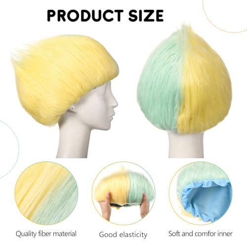 Image of Geyoga 1 Pcs Funny Wig Crazy Hair for Halloween Party,Green Yellow | Funny Colorful Wig Adults Use, Unisex Funky Hairband, Halloween Mardi Gras Cosplay Costume Party Accessories