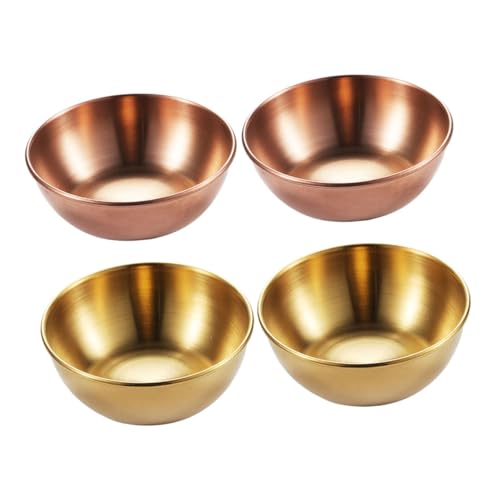 Beaupretty 4個 ステンレス製調味料皿 丸型ソースディッシュ ゴールド ローズゴールド 食卓用前菜プレート キッチン調味料収納用