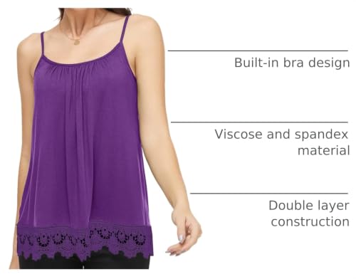 Image of Camisoles for Women with Built in Bra Adjustable Strap Tank Tops Cami Sleeveless Summer Tops for Workout Sleeping Traveling