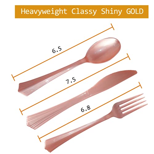 White And Rose Gold Party Supplies - 175 Disposable Dinnerware Set Rose Gold Dot On White Paper Plates And Napkins Cups Silverware Serves 25 Sets For Wedding Bridal Shower Engagement Birthday Parties #TOP4