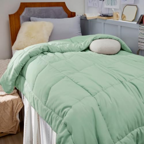 Image of Bedsure Comforter Duvet Insert - Quilted Comforters Twin Size, All Season Duvet, GentleSoft Down Alternative Bedding, with 8 Tabs, Gifts for Women /Men, Sage Green, Twin 88 x 68 Inches