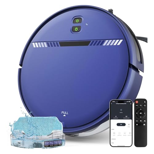 Robot Vacuum Cleaner, Smart Robotic Vacuum Wi-Fi Connected, App Control, Compatible with Alexa and Google Assistant, Automatic Self-Charging Robot Vacuum Perfect for Pet Hair, Carpets and Hard Floors