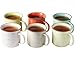 Tazze di caffè vintage in ceramica - Set di 6 tazze di caffè multicolore - Tazza da campeggio smaltata - Sicuro per microonde e lavastoviglie - Tazze decorative per le vostre bevande preferite - 350ml