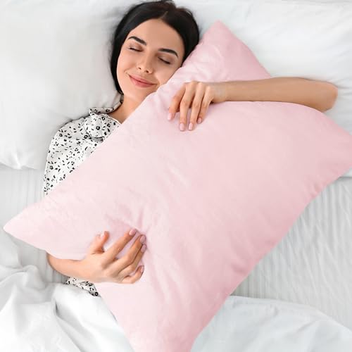 Image of BEDELITE Flannel Pillowcases Standard Set of 2, Pink, 20x26 Inches