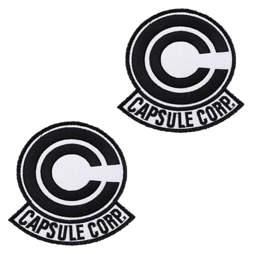 2 parches tácticos bordados divertidos de anime Capsule Corp para motociclista, mochila, chaleco, sombrero, chaqueta, pantalones, abrigo, bolsa, ropa, bolsa, uniformes, brazalete