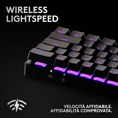 PRO X 60 LIGHTSPEED, Tastiera Gaming Wireless, Tastiera Meccanica 60% Ultra Compatta TKL, LIGHTSYNC RGB, Copritasti in PBT Bicomponente, Tattili Optical, Windows PC, QWERTY US INTL - Nero - Tastiera gaming - Immagine 2
