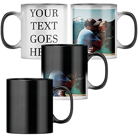 Personalised Heat Change Mug - with Photo and Text - Upload an Image with A 4 Line Message, 19 Fonts and 8 Colours - Custom Mug for Fathers Day, Birthdays, Teachers, Retirement Cover