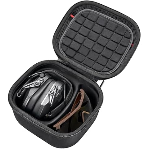 RAIACE Hard Travel Carrying Case for Walker's Razor Slim Passive Earmuffs Ultra Low Profile 27dB NRR. (Case Only!)-Black Cover