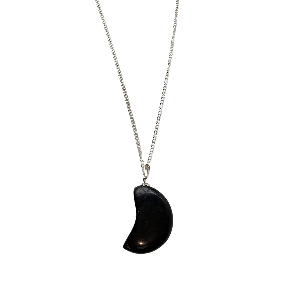 VIE Crescent Shaped Pendant, 4x2cm, Black Agate