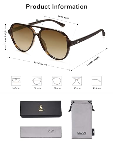 Image of SOJOS Classic Polarized Aviator Sunglasses for Women Men, Retro Trendy Aviators Shades SJ2201