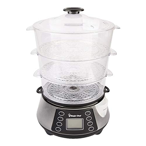Magic Chef MCSFS12ST 3 Tier Food Steamer, 9.4X 15.4 X16.1, Stainless Steel
