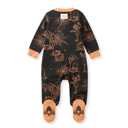 Image of Burt's Bees Baby unisex-baby Sleep & Play, Organic One-piece Romper-jumpsuit Pj, Zip Front Footed Pajama