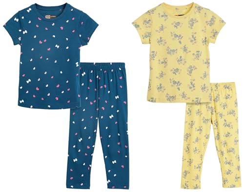 Image of Amazon Brand - Symbol Girls 100% Cotton Night Suit Set |Half Sleeves T-Shirt & Pajama Set | Age 2-14 Years