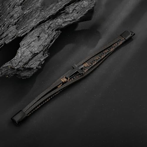 Mens Leather Cross Bracelet Multi-Layer Braided Faith Cross Bracelet for Religious Bangle Wristband Jewelry for Men Women3
