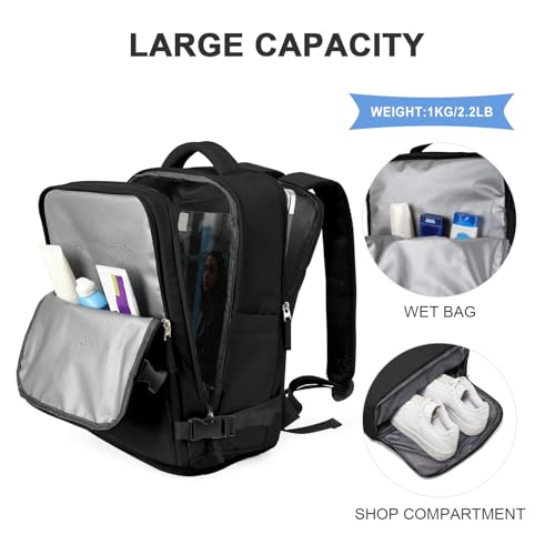 Image of coowoz Travel Backpack For Women Men Airline Approved,Carry On Backpack,Large Hiking Laptop College Backpacks Waterproof Outdoor Sports Rucksack Casual Daypack Fit 15.6 Inch Backpacks