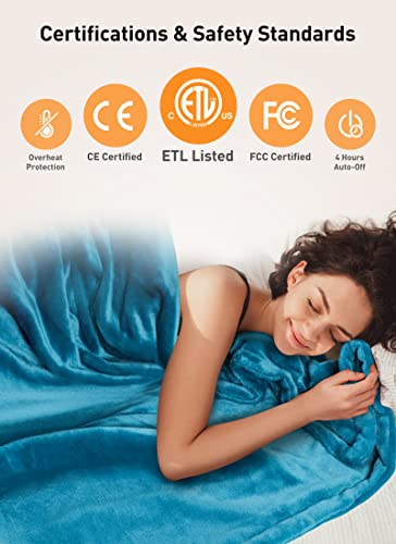 Rellorus Heated Blankets, Electric Blankets Throws, 10 Heating Levels, Auto Shut-Off, Fast And Even Heating With Hand Controller, Machine Washable, Double-Sided Flannel, Etl Certification(50" X 60") #TOP6