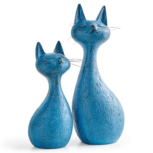 Estatuas decorativas gato azul navy juego de dos miniatura 1