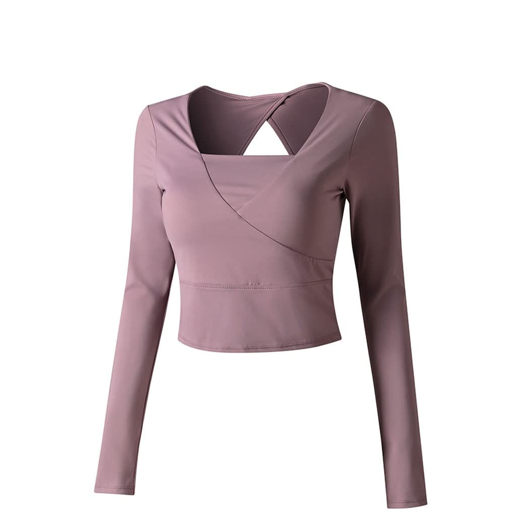 HSQMA Camicie da Allenamento A Maniche Lunghe da Donna Camicia da Yoga Senza Schienale ，Camicie da Ginnastica da Palestra Traspiranti Ad Asciugatura Rapida