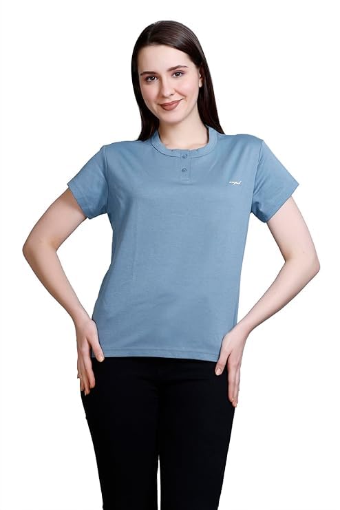 Image of CUPID Women Comfortable Cotton Round Neck Half Sleeve Casual T-Shirt, Sleep, Night, Yoga, Daily Gym n Lounge Wear Short Tee /Top for Girls