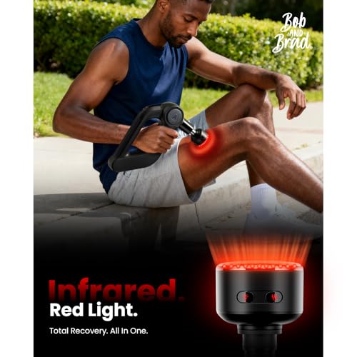 Image of BOB AND BRAD D5 Ultra Heated Massage Gun with Red Light & Infrared Therapy, Deep Tissue Percussion Massage Gun with 13mm Amplitude, FSA-HSA Eligible, Ergonomic D-Handle for Muscle Recovery