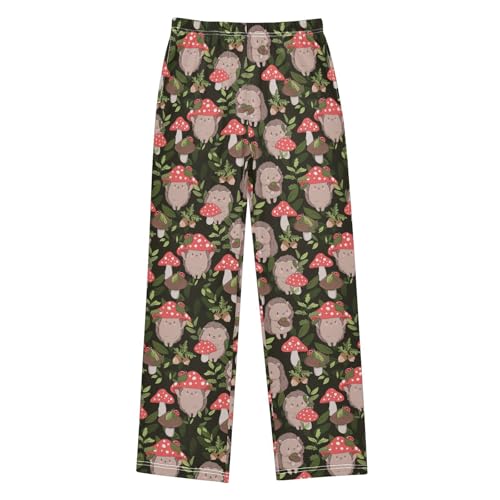 ZZXXB Hedgehog with Mushroom Boys Long Pants Soft Trousers Elastic Waist Kids Lounge Bottoms with Pockets S-XL