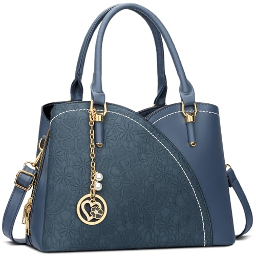 Image of KKXIU Triple Compartments Purses and Handbags for Women Fashion Ladies Satchel Shoulder Top Handle Bag