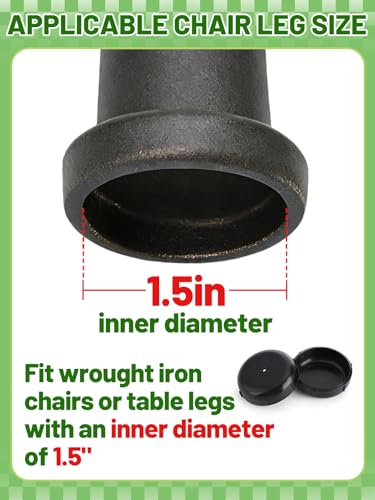 Image of ANPHSIN 36 Pack 1.5 inch Wrought Iron Patio Chair Leg Caps | Round Outdoor Furniture Sliders Replacement for Protecting Floor Surfaces from Scratches and Rust