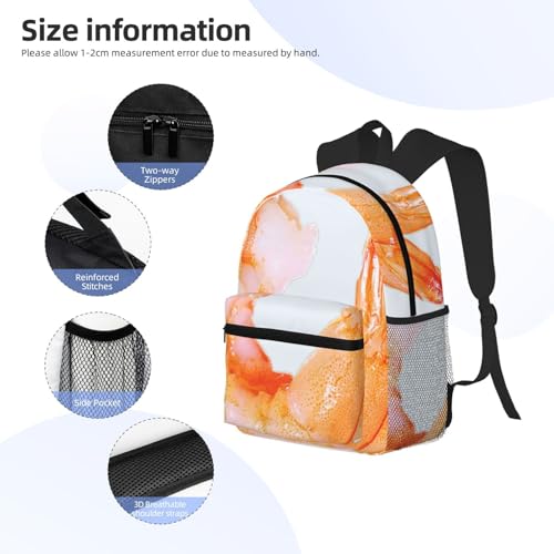 Sac à dos imprimé crevettes Glutton noir polyvalent et décontracté pour voyage - 5