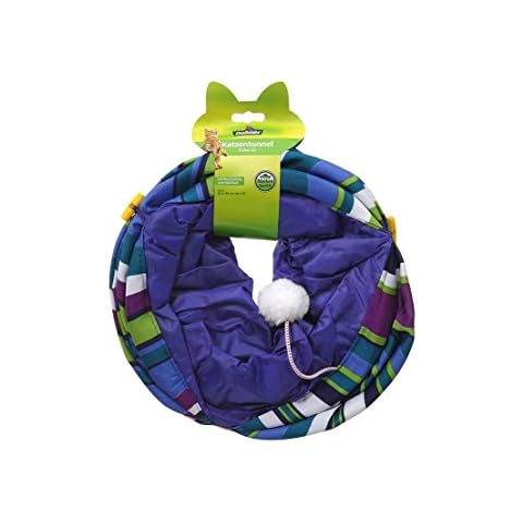 Dehner Cat Tunnel Color XL, Diameter 25 cm/Length 90 cm Polyester Blue Cover
