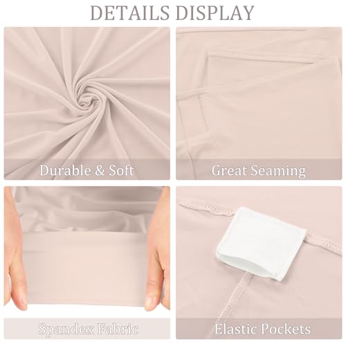 Image of 6 Pack 6FT Spandex Table Covers Washable Wrinkle Resistant Fitted Rectangle Tablecloth for Folding Table Wedding Party Birthday Banquet Bar Events(Cameo Brown)