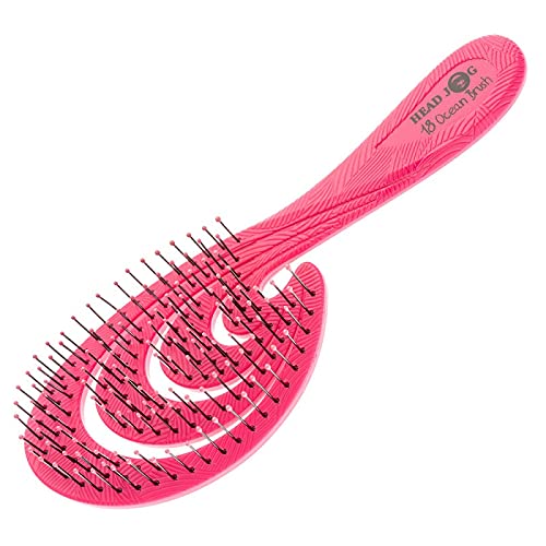 Head Jog18 Ocean Hair Brush. Eco Friendly Vent Paddle Brushes With Flexible Soft Bristles, Detangling Wet Or Dry Hair. Gentle Brushing & Detangling Brush For Curly & Wavy Hair (Shell)