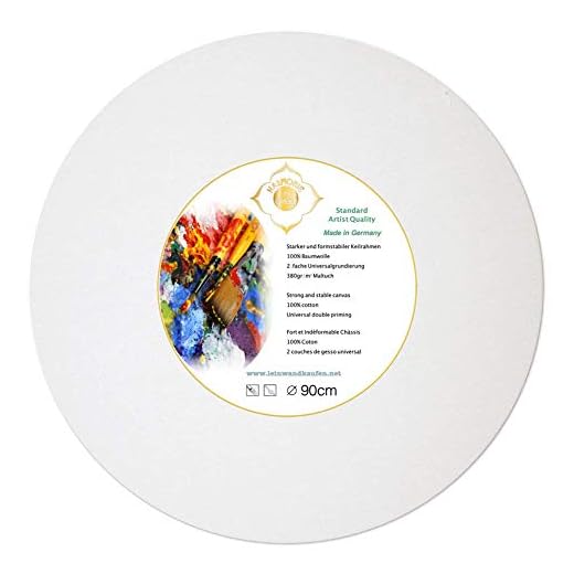 HARMONIE IM GANZEN Lienzo redondo de 90 cm de madera de abeto cubierto con tejido de algodón de 380 g/m² imprimado, fabricado en Alemania