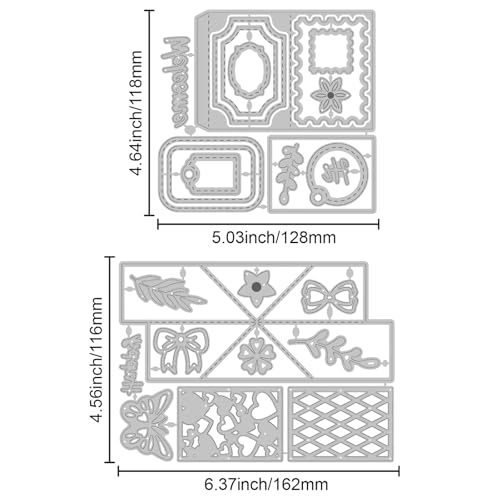 GLOBLELAND Matrizes de corte de cartão 3D dobradas de metal retrô em camadas com moldura de etiqueta