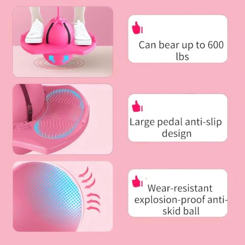 Image of Children's Fitness Bouncing Ball with Handle, Inflatable Hopper for Kids & Adults, Elastic Jumping Ball for Indoor & Outdoor Play, Balance Coordination Exercise Toy (Multicolor)