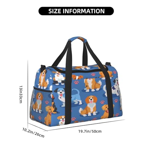 Virous Dog Puppy Paw Print Duffle Bag Travel Duffel Bags for Men Women Waterproof Gym Overnight Weekender Bag Carry on Tote Bag3