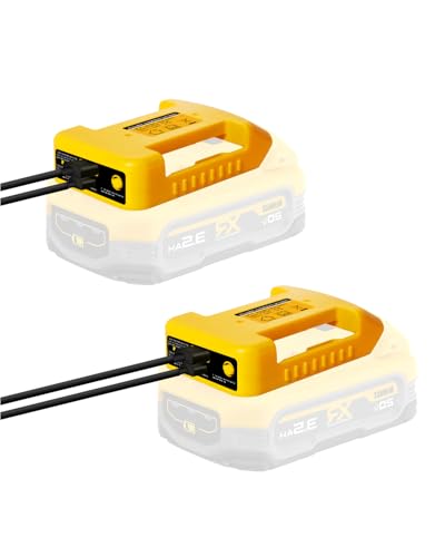 2 Pack USB Battery Adapter Compatible for Dewalt 20V Battery Battery Converter with USB and Type-C Output Ports for Camping Travel Outdoor Indoor Work (Adapter Only)