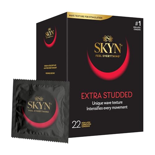 SKYN Extra Studded, 22 Count, Lubricated Latex-Free Condoms, Unique Texture Intensifies Every...