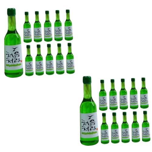 ULDIGI 30 Pcs Simulated Rice Wine Mini Soju Bottle Mini Wine Bottles Statues Mini Bottles Model Green Resin