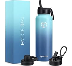 HydroPal Vacuum Insulated Stainless Steel Water Bottle, 1200ml/1000ml/750ml- 2 Lids (Straw Lid and Spout Lid), 2 Straws Wat…