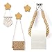Toilettenpapierhalter, Vintage Jute Seil Handtuchhalter+ 3 Stück Star Shape Handtuchhalter Holzmantel Kleiderbügel Wandkunst Haken Wandhaken Halterung für Bad Vintage Dekoration Industrie Seil
