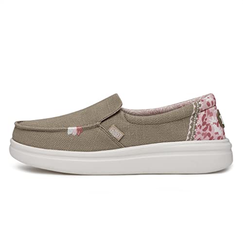Image of HEYDUDE Women's Misty Rise Slip On Loafers | Woven Textile Platform