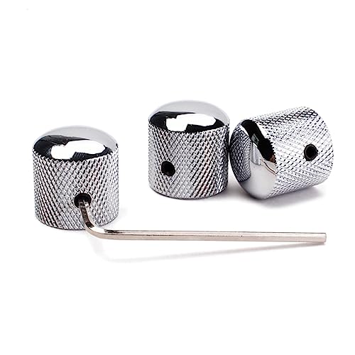 Beatifufu Replacement Spanner for Guitar 4pcs Universal Metal Knobs Dome Knob for Guitar Bass Chrome Finish