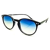  KISS Occhiali da sole stile MOSCOT mod. WAVE Johnny Depp - Cult VINTAGE Leggeri uomo donna TONDI unisex - NERO/Blu Fumè