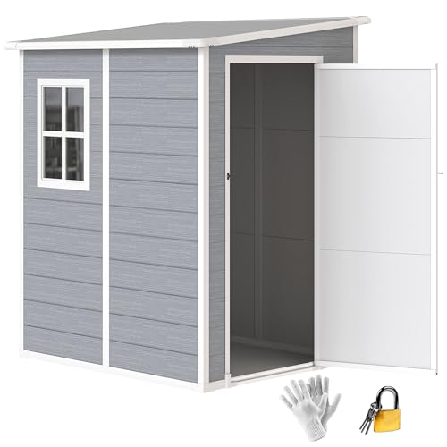 Outsunny Gerätehaus 1,54m³, Gartenhaus mit Pultdach, Boden 122 x 149 x 192/177 cm, wetterfest...