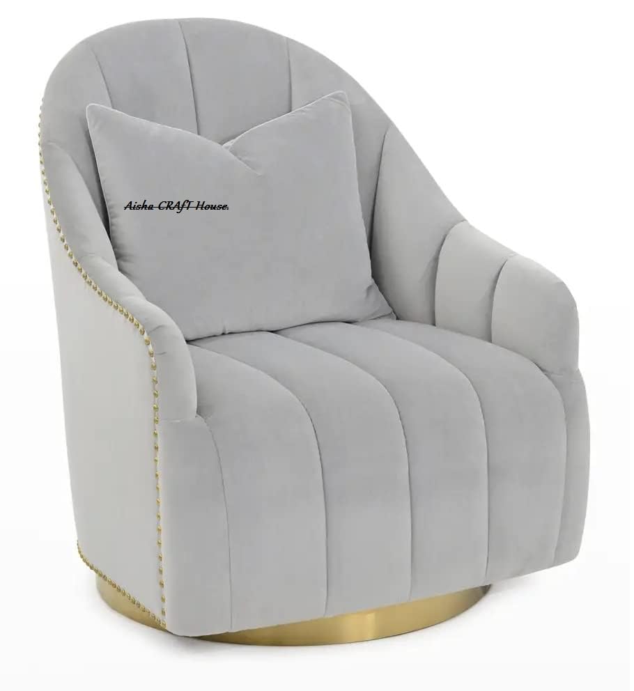 House Unique Design True Innovations Swivel 360 Degree Accent Chair Armchair Single Sofa Chair for Small Apartments, Living Room or Bedroom (Grey) (1 Chair)