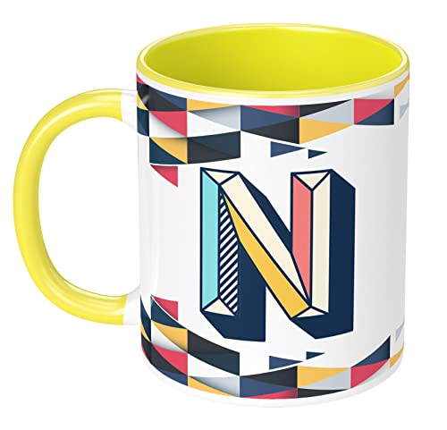 Image of NH10 DESIGNS 3D Colorful Alphabet Letter N Printed Coffee Mug for Girls Boys Friends Love Kids Best Gift for Birthday Anniversary Initial Letter N (Ceramic Tea Coffee Mug-350ml) - ABV3TM2 216