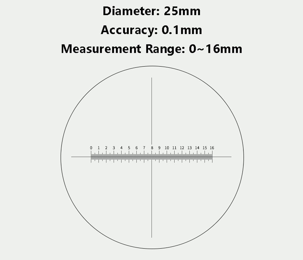 Okularmikrometer for genaue mikroskopische Messungen – for metallografische Analyse 1 Stück(25mm//0.1mm//0-16mm Single)