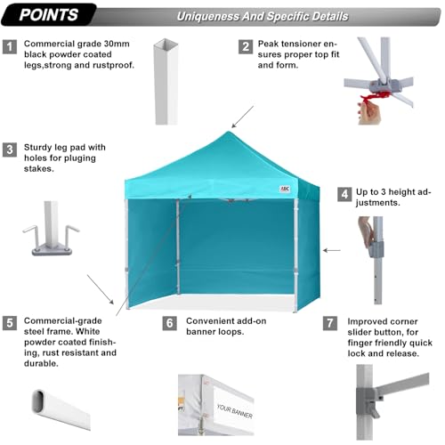 Image of ABCCANOPY Commercial Pop Up Canopy Tent with Sidewalls 8X8,Sky Blue