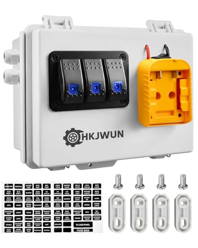 Power Distribution Box with Low Voltage Protection Compatible with Dewalt 20V Battery, Pre-Installed 3-Way Circuits and Dual USB Charger, Battery Adapter Box for RV Truck Trailer Van Yacht Warehouse